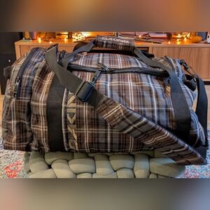 Retro Dakine 51L EQ Bag. Brown Plaid Duffle Bag